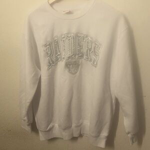 White Gray Raiders Sweatshirt Unisex Large NFl Apparel Embroidered Las Vegas